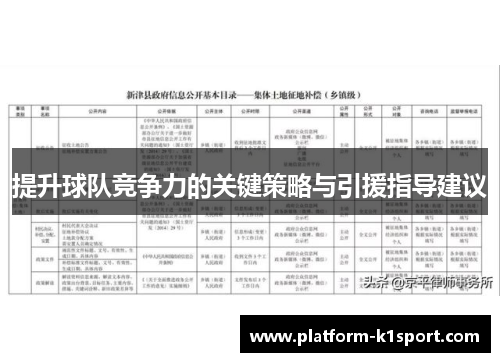 提升球队竞争力的关键策略与引援指导建议