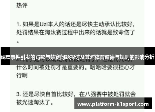 魏震事件引发的罚款与禁赛问题探讨及其对体育道德与规则的影响分析